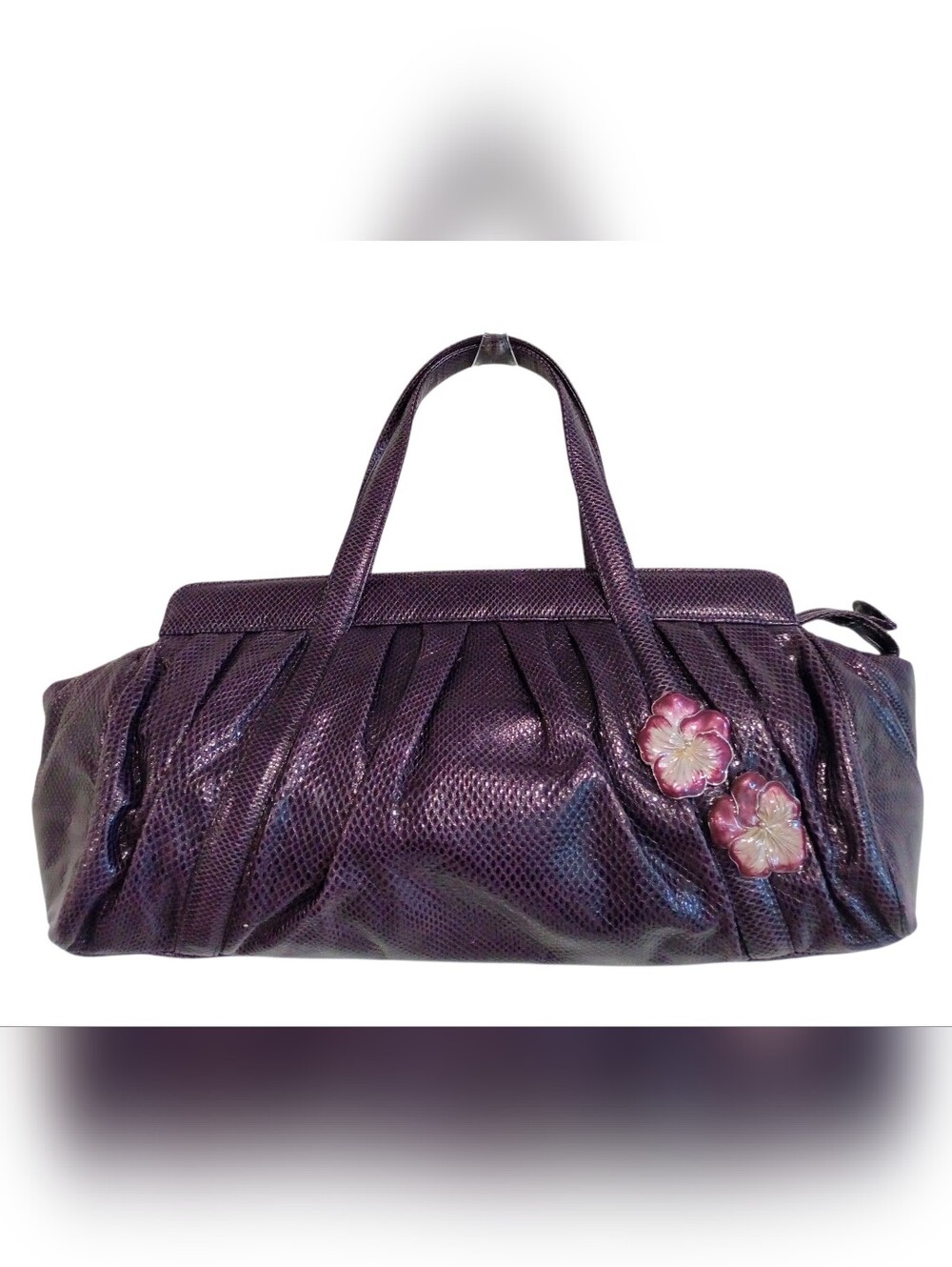 Judith Lieber Vintage Exotic Pleated Snakeskin Top Handle Shoulder Bag - Picture 16 of 16